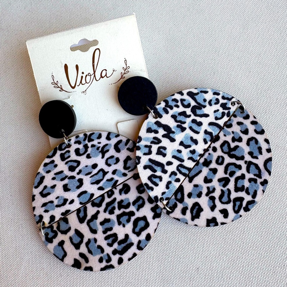 Viola Leopard Print Wood Earrings